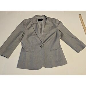 BANANA REPUBLIC Womens Gray One Button Blazer Size 8 Shoulder Pads